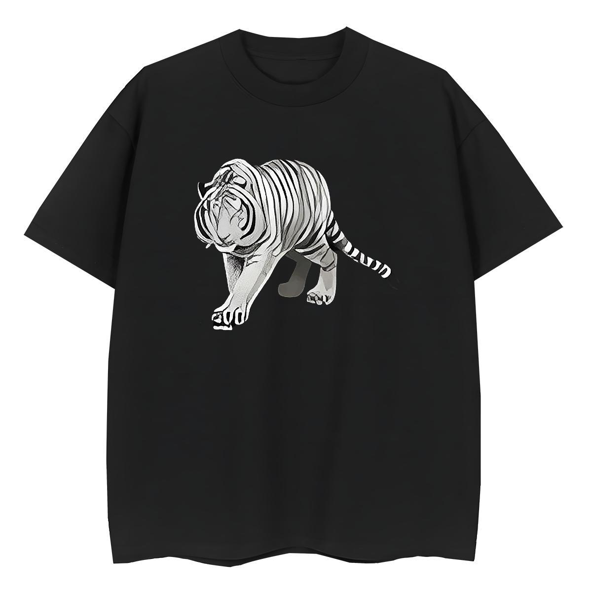 Custom Men Clothes T-Shirt tiger Street wear Hip Hop 230g Cotton Tee Shirt Breathable Short Sleeve Designer Mens T Shirts Plus Size Cartoon