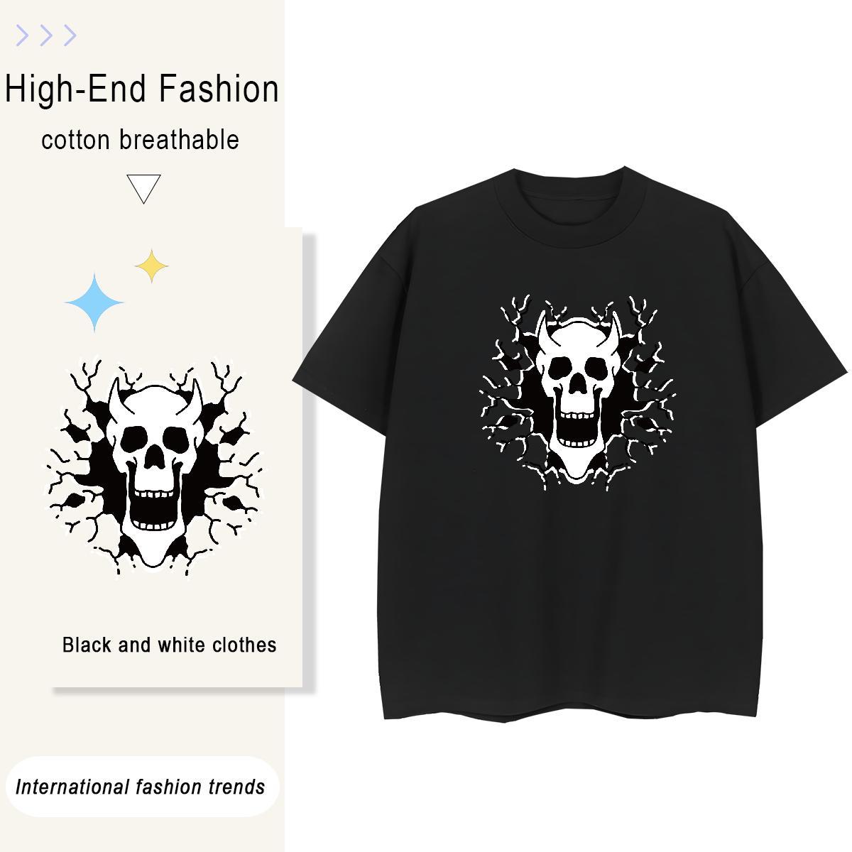 Popular Men T Shirts 230g 100% Cotton skull Street Wear DIY Printed Breathable Short Sleeve Tshirts New Designer Polos