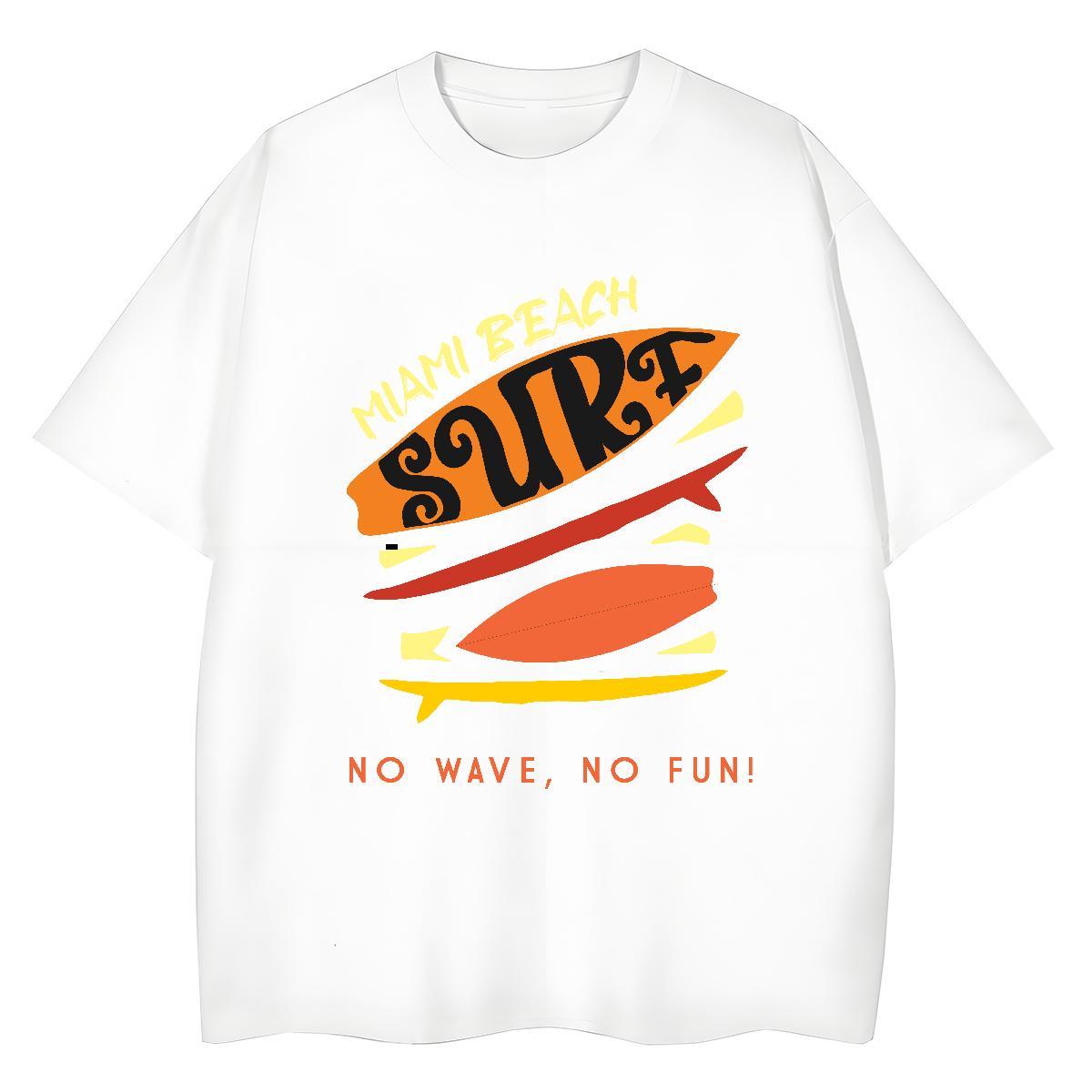 Popular Men T Shirts 230g Pure Cotton wave Casual Daily Wear DIY Anime Crew Neck Breathable Tshirts Fashion Casual Clothes