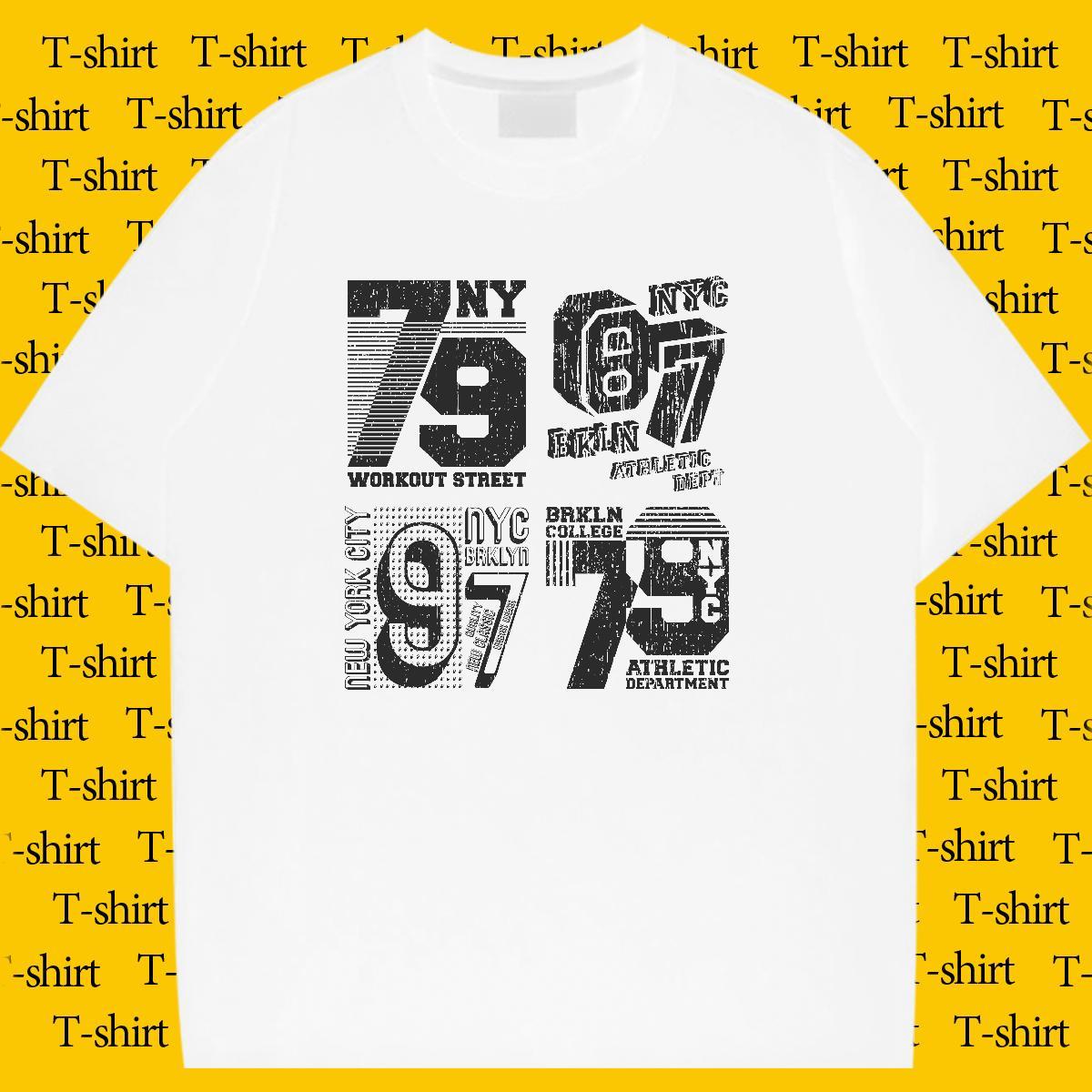 Popular Womens Tshirts 230g Cotton letter Sports Casual Woman T Shirts O-Neck Short Sleeve DIY Printed Tees Shirts
