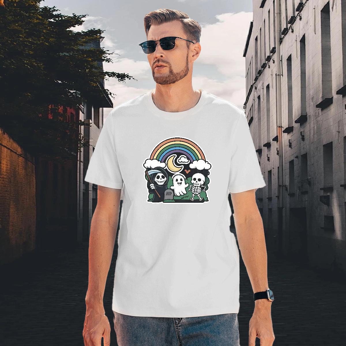 Classic Man T Shirts 230g 100% Cotton rainbow Hip Hop Custom Print Plus Size Breathable Soft Tshirt for Man Woman Wholesale Top Tees