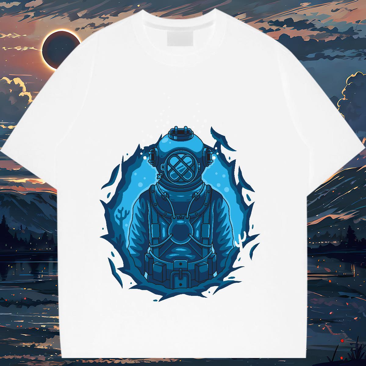 Lady Tshirt for Man Woman 230g Cotton outer space Outdoor Women T Shirts Breathable Soft DIY Logo Tee Shirt