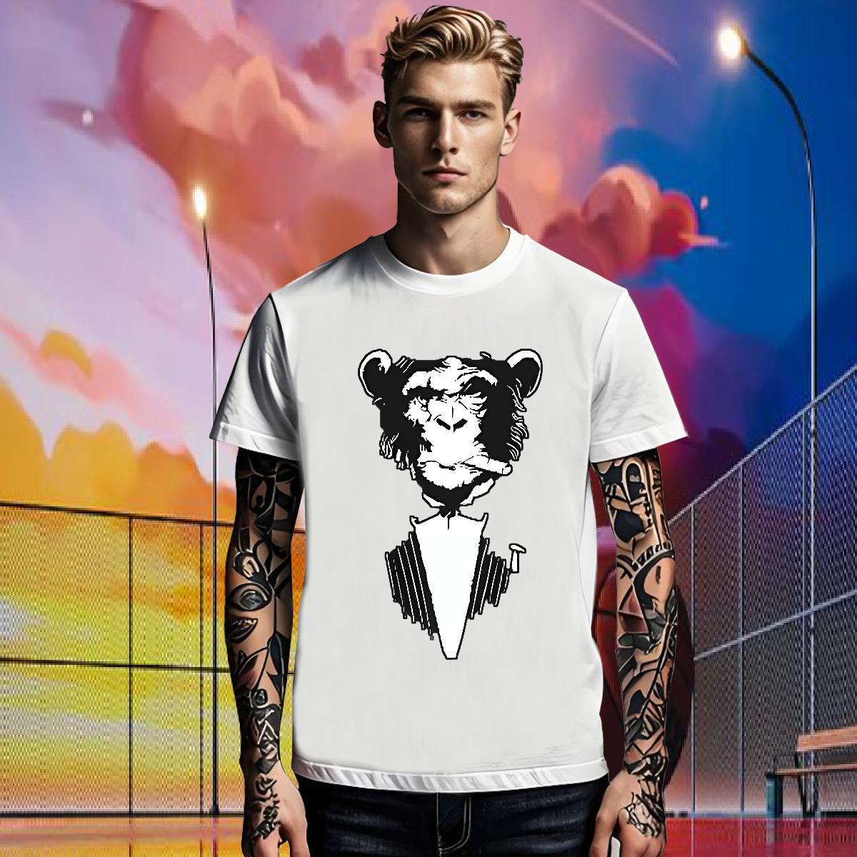 Designer Men Tops Tees chimpanzee Home Outdoor 230g 100% Cotton Clothings Short Sleeve Soft Loose T Shirts Men Custom Cartoon