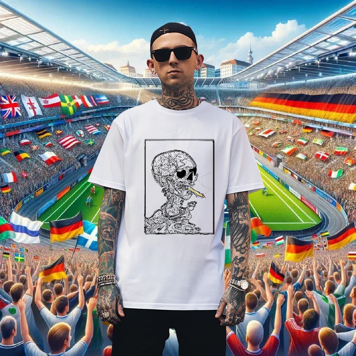 TOP Quality Man T Shirts 230g Cotton skull Street Customized Print Breathable Short Sleeve Couples T Shirts 2024 New Wear
