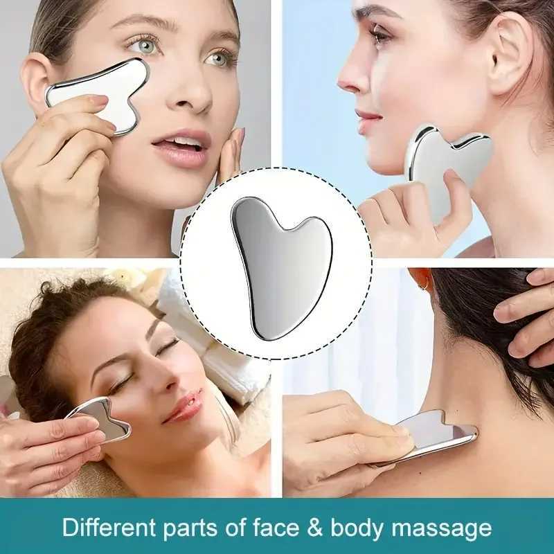 Facial Massage Scraper Stainless Steel Beauty Scraper Face Lift Law Full-Body Dolphin Heart Scraper Holster CL240824