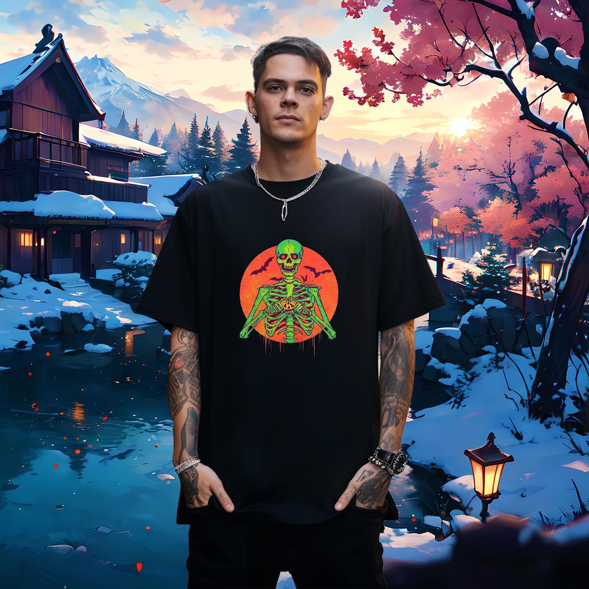 Cool Mens T Shirts 230g Pure Cotton skull Beach DIY Printed Breathable Soft Tshirts Fashion Designer Clothings