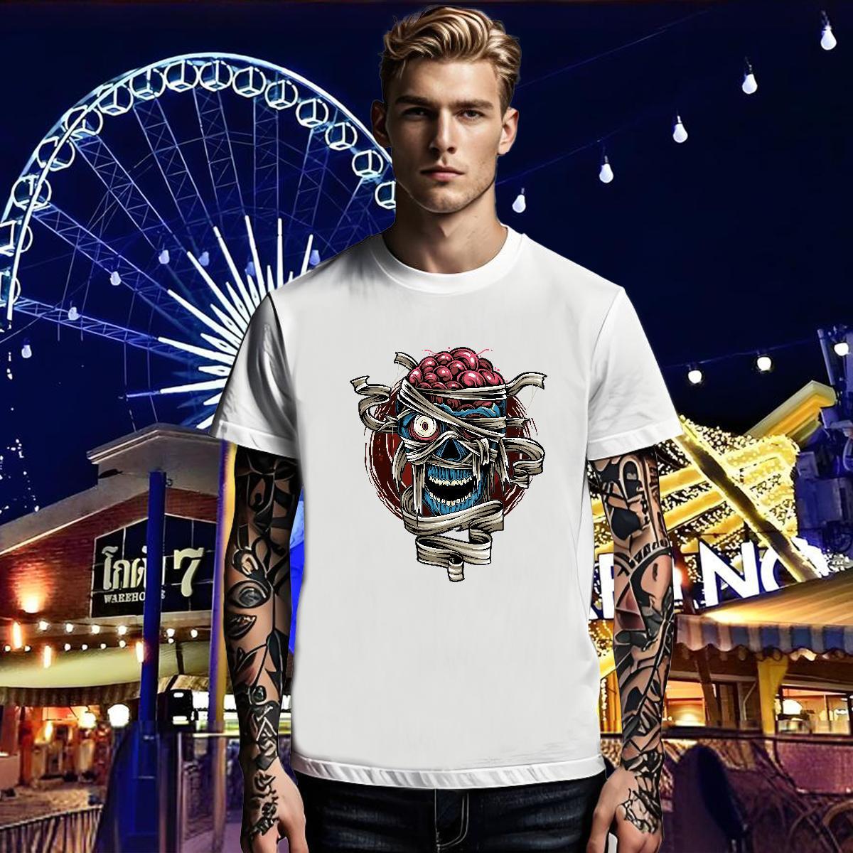 2024 DIY Men Tees skull Hip Hop 100% Cotton 230g Tops Tees Short Sleeve Soft Brand T shirt DIY Logo Oversized