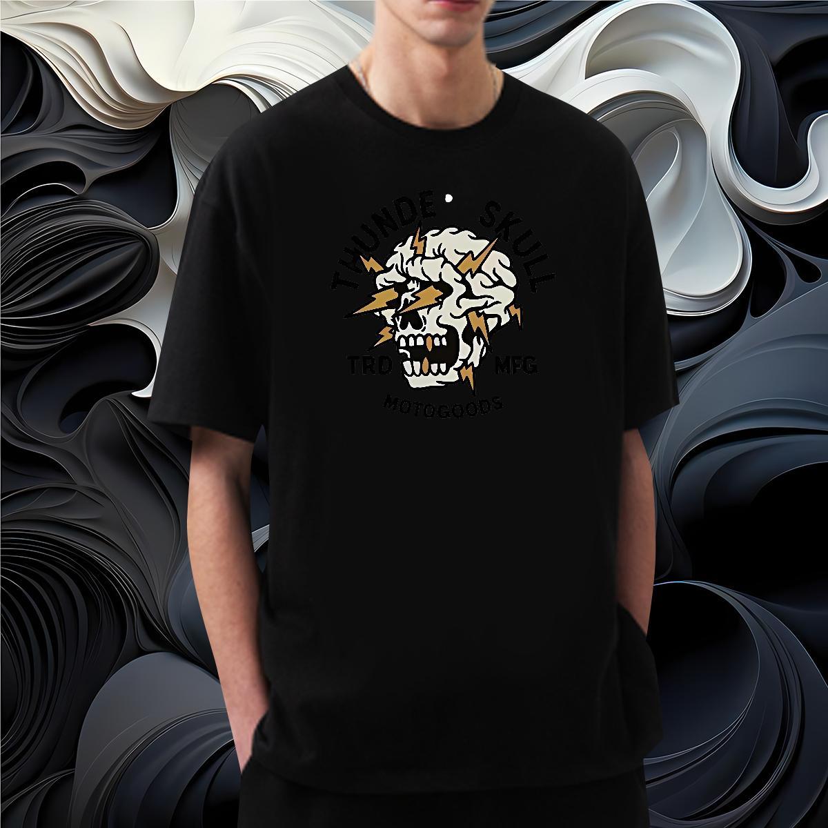 Classic T shirt 230g Cotton skull Hip Hop Street Graphic Short Sleeve O-Neck Tshirt for Man Woman Custom Tops Tees