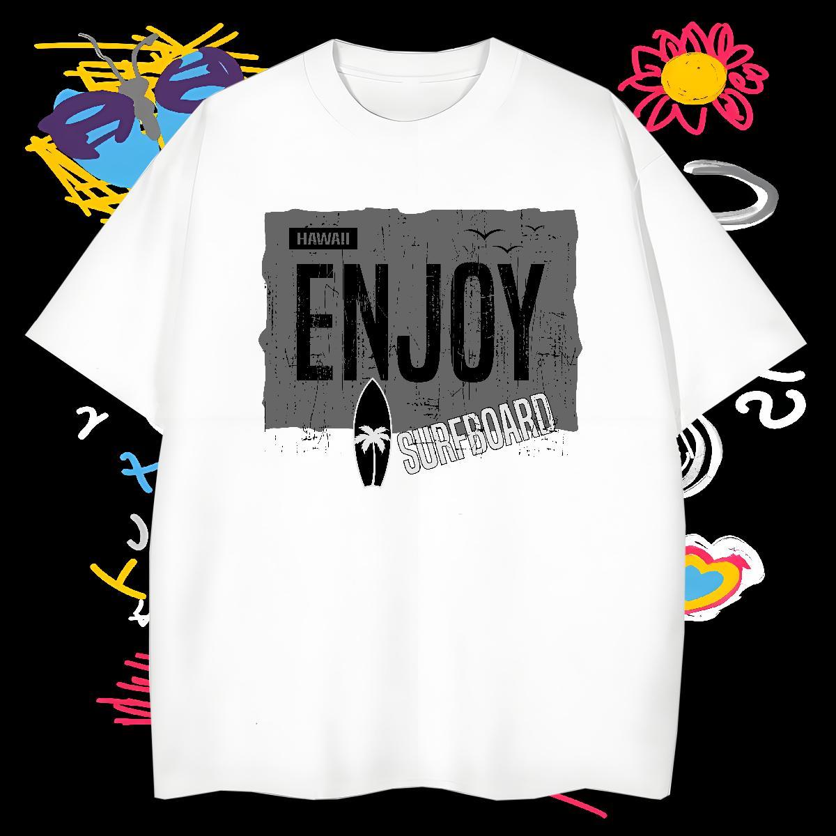 Free Shipping T-Shirts 230g 100% Cotton enjoy Casual Daily Wear Custom Cartoon O-Neck Short Sleeve Tshirt for Man Woman DIY Customized Clothings