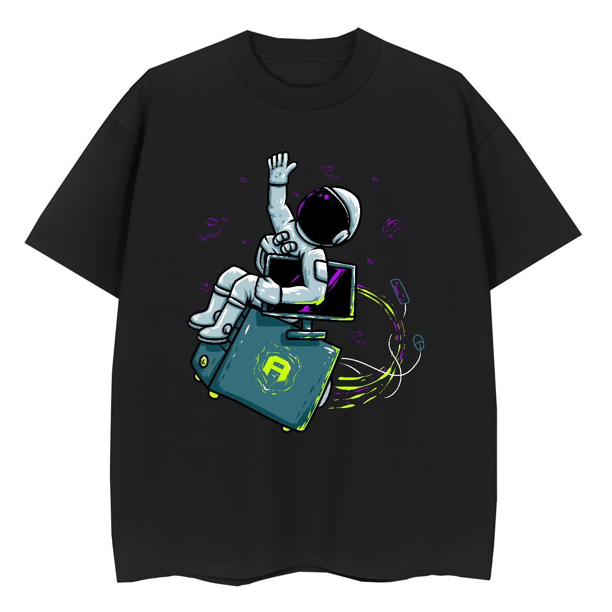 Soft Lady T shirt 230g Pure Cotton space Spring Summer T-Shirts for Women Comfortable Cartoon Printing L-4XL Top Tees