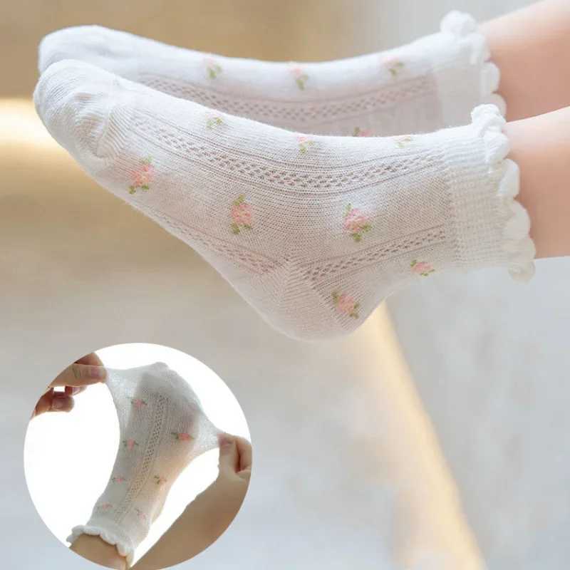 Kids Socks 5 Pairs/Lot Spring Summer Cotton Girls Socks Cute Flowers Pattern for Children Baby Little Girl Clothing Accessories CL240824
