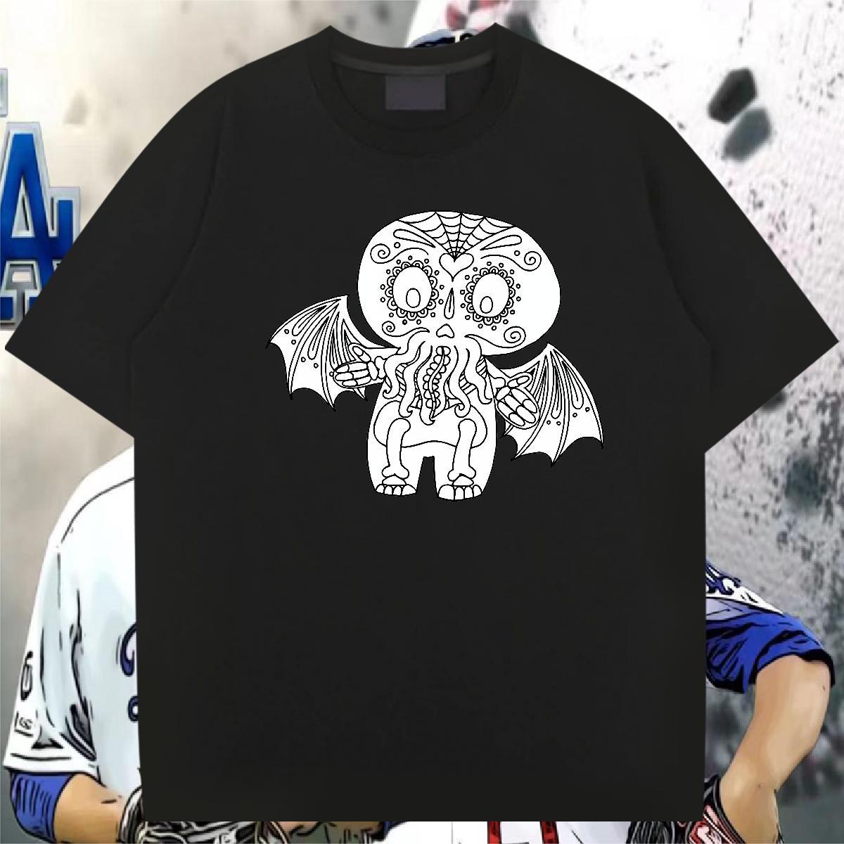 Cool Design T Shirts Men 230g 100% Cotton skull Casual Daily Wear DIY Printed Breathable Crew Neck Mens Tshirts Fashion Design Clothings