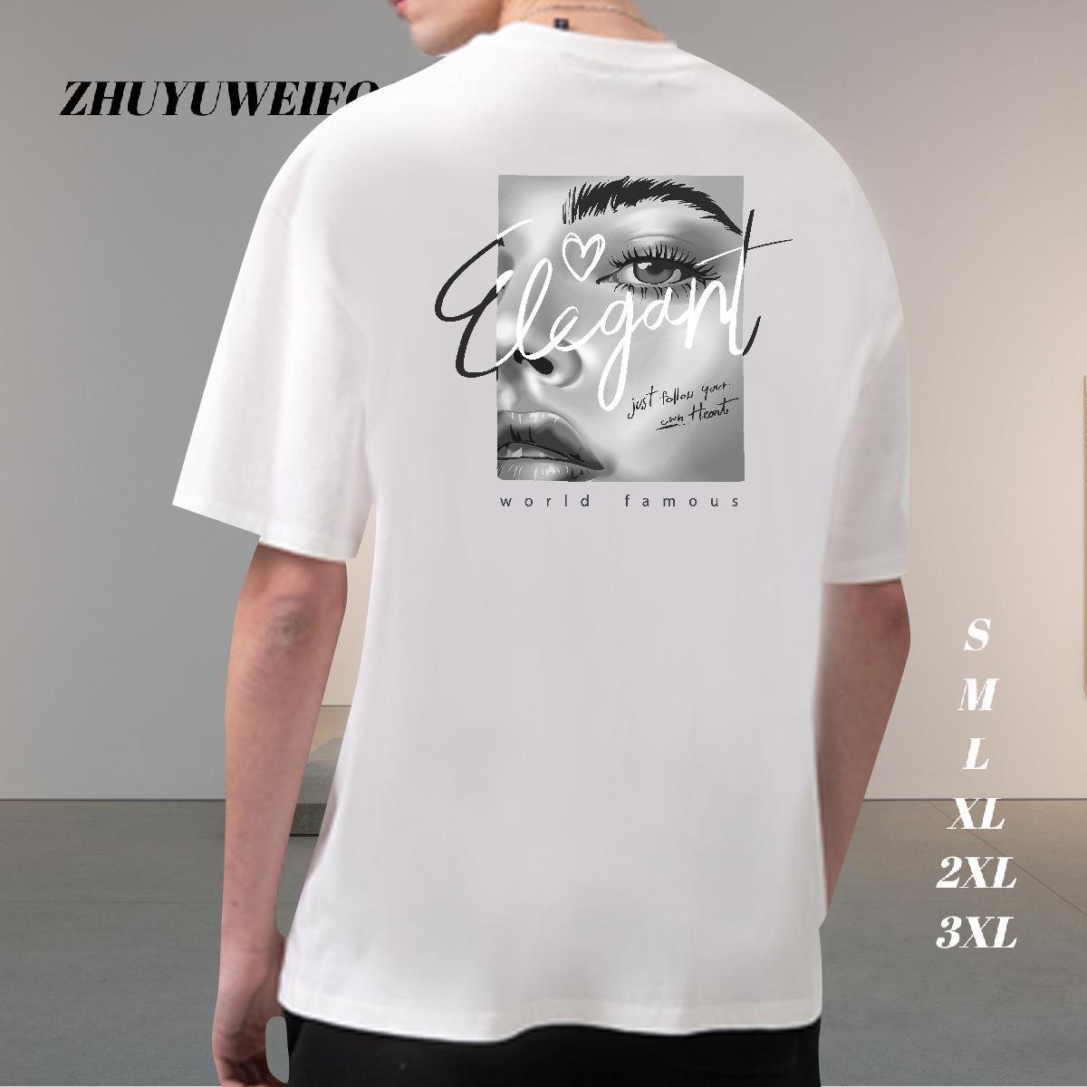 Soft T-Shirts for Men 230g Pure Cotton eyes Anime Printing Street Plus Size Custom O Neck Short Sleeves Tshirt for Man Woman Classic Tees