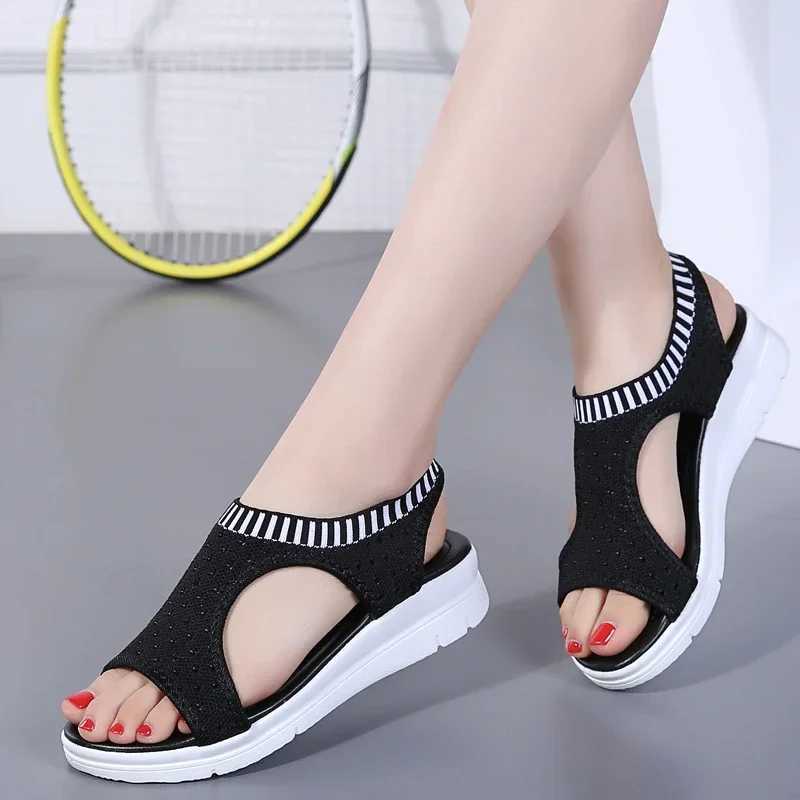New Arrival Womens sandals breathable and comfortable shopping womens walking shoes wedge high heels summer platform sandals Mujer Plus size 42 T25031