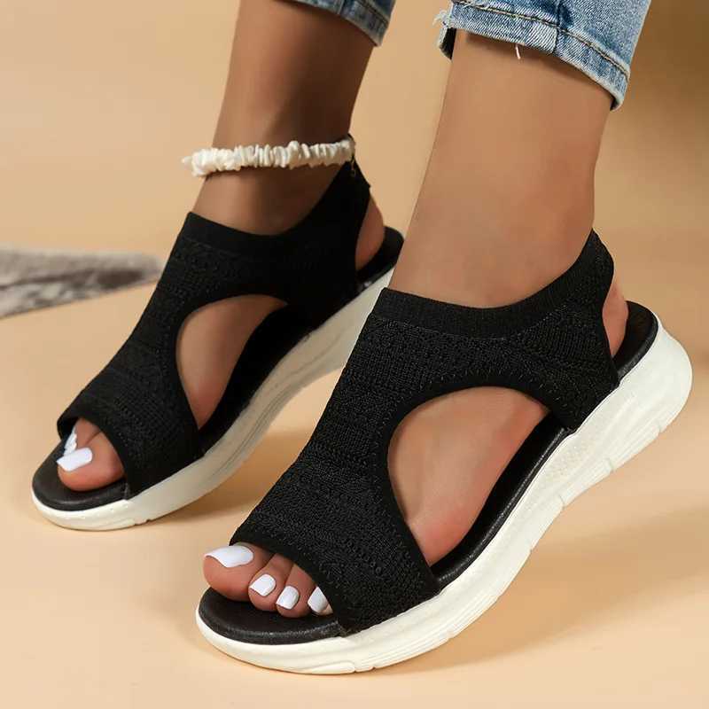 New Arrival Womens Summer Shoes New Mesh Fishnet Platform Sandals Womens Open Toe Wedge Sandals Womens Lightweight Casual Shoes Zapatillas Muje T25021
