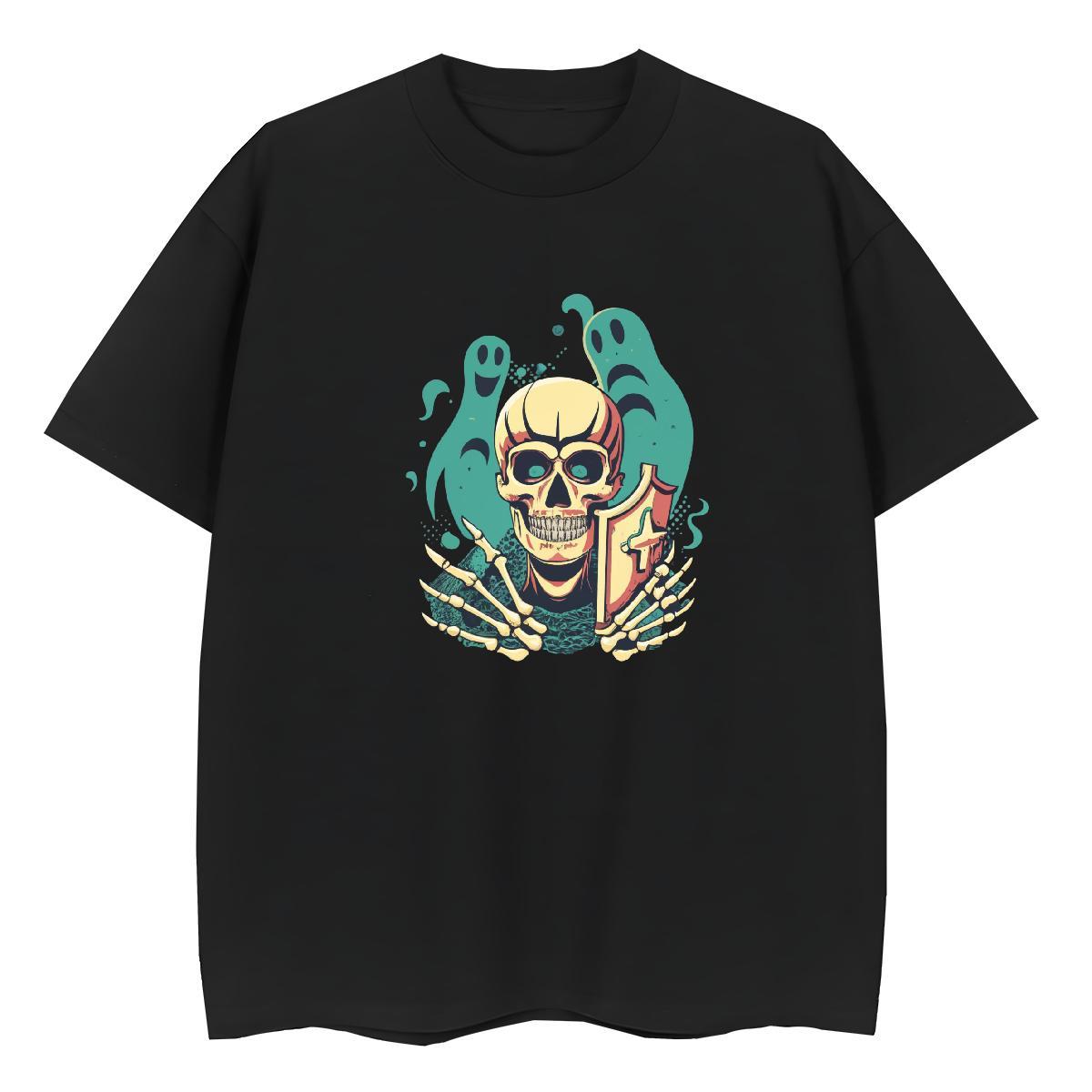 Unisex Mens T Shirts 230g Pure Cotton skull Street wear Hip Hop Anime Short Sleeve Soft Men Tees New Arrival Polos