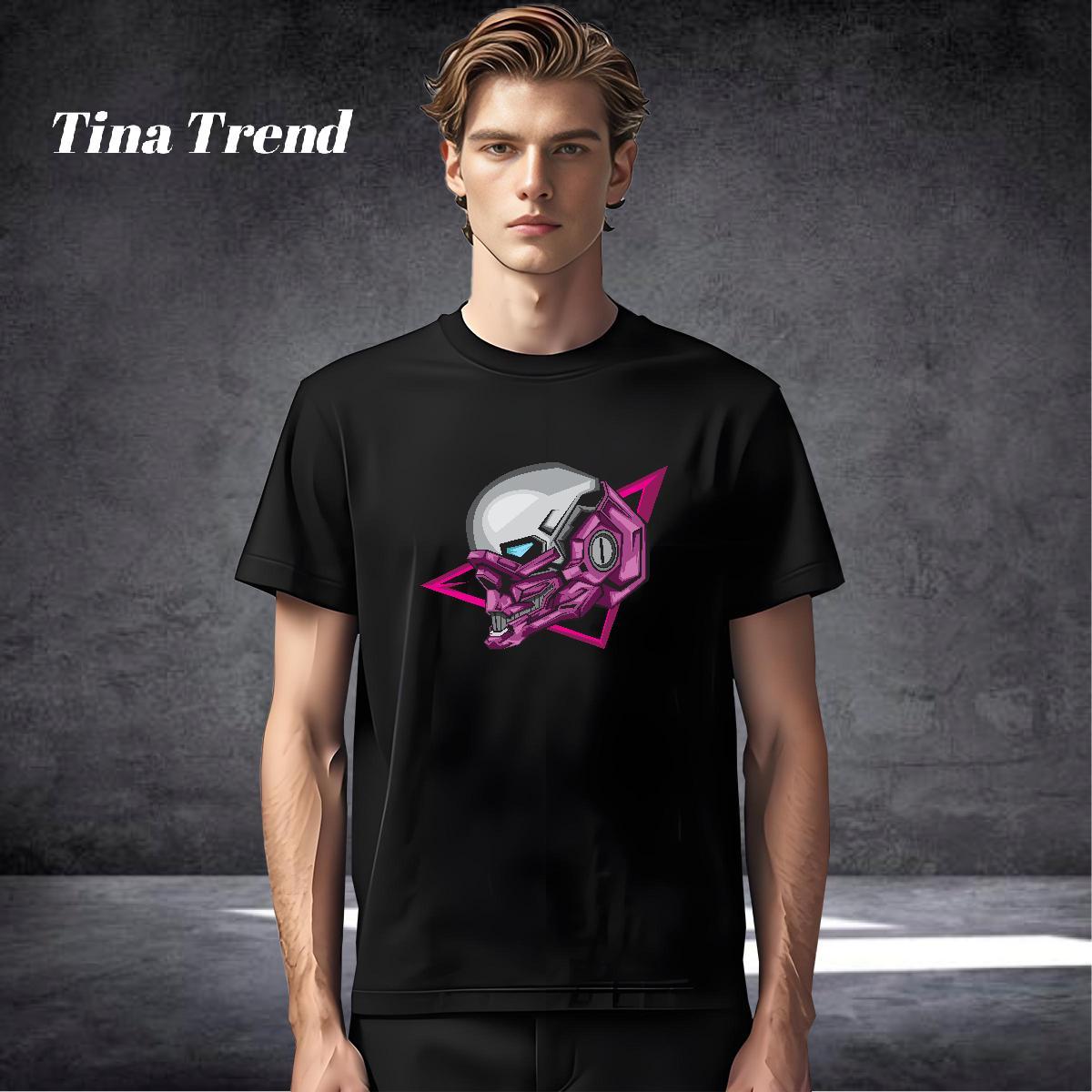 Loose T-Shirts 230g 100% Cotton skull Sport Cartoon Printing L-4XL O-Neck Short Sleeve Men Tees Fashion Wear