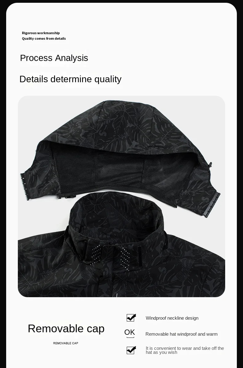 Spring Windproof Mens Leisure Climbing Waterproof Detachable Hat Jacket Unisex Fashion Gorpcore Camouflage Camping Fishing 240820