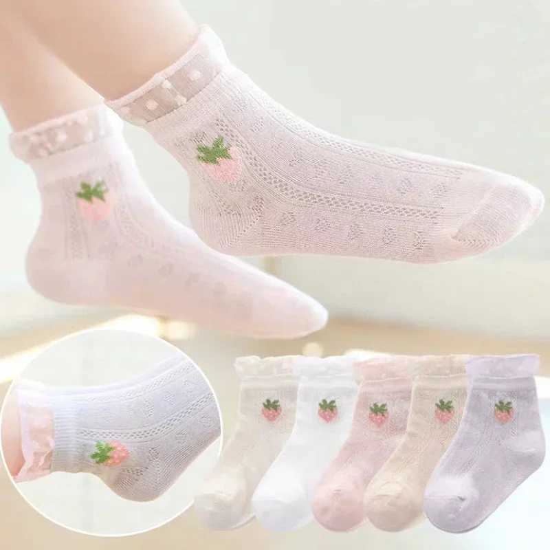 Kids Socks 5 Pairs/Lot Spring Summer Cotton Girls Socks Cute Flowers Pattern for Children Baby Little Girl Clothing Accessories CL240824