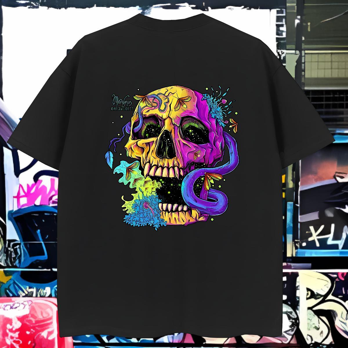 Loose Fit T Shirts Men 230g 100% Cotton skull Beach Customized Print Breathable Soft Tshirt for Man Woman Fashion Designer Tops Tees