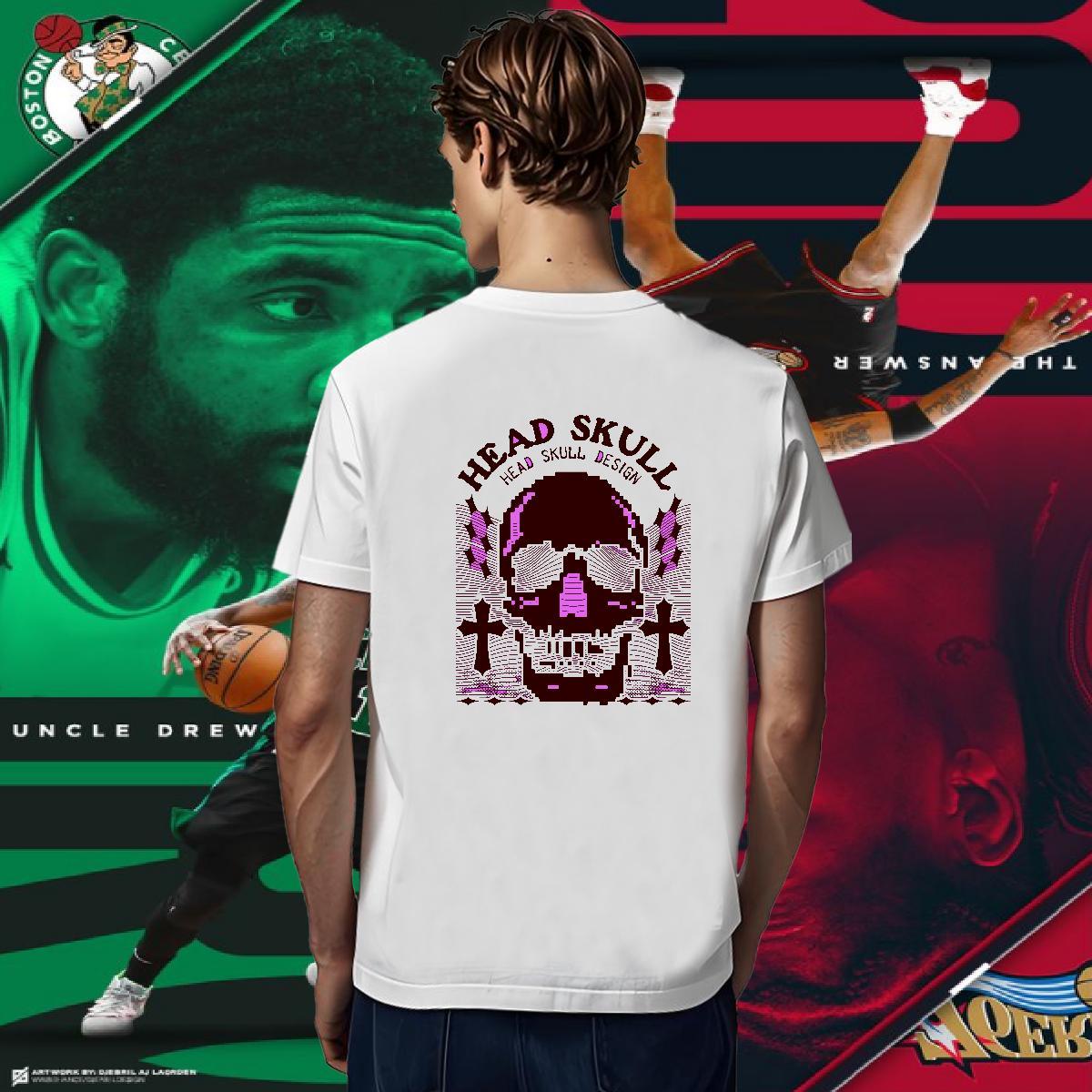 Classic T-Shirts for Men 230g Pure Cotton skull Street wear Hip Hop Black Oversized Breathable Crew Neck Men Tops Tees Free Shipping Wear
