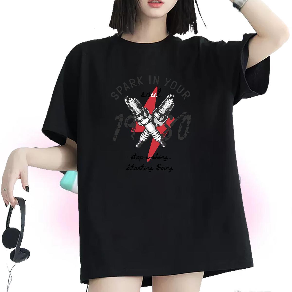 Unisex Womens Tshirts 230g 100% Cotton letter Sport T Shirt For Woman Short Sleeve O-Neck Custom Print Plus Size Clothes Shirt