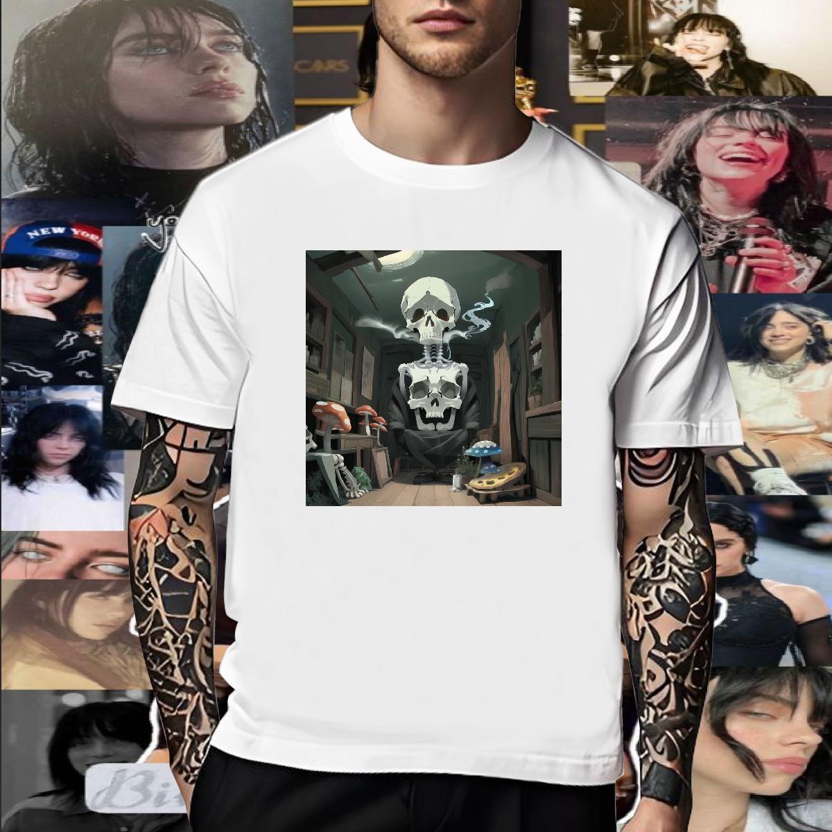 Popular T Shirt For Man 230g Pure Cotton skull Hip Hop Street Asian Size Breathable Short Sleeve Men Clothes T-Shirt 2024 Designer Tops