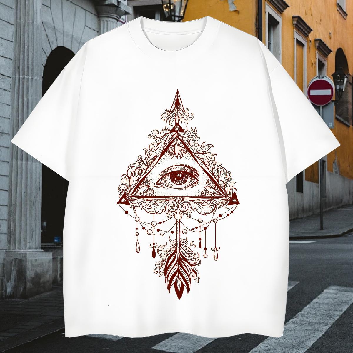 Cool T Shirt For Man 230g Cotton eye of the devil Sports Casual Cartoon Print O-Neck Short Sleeve Men Tshirts Stylist Clothes
