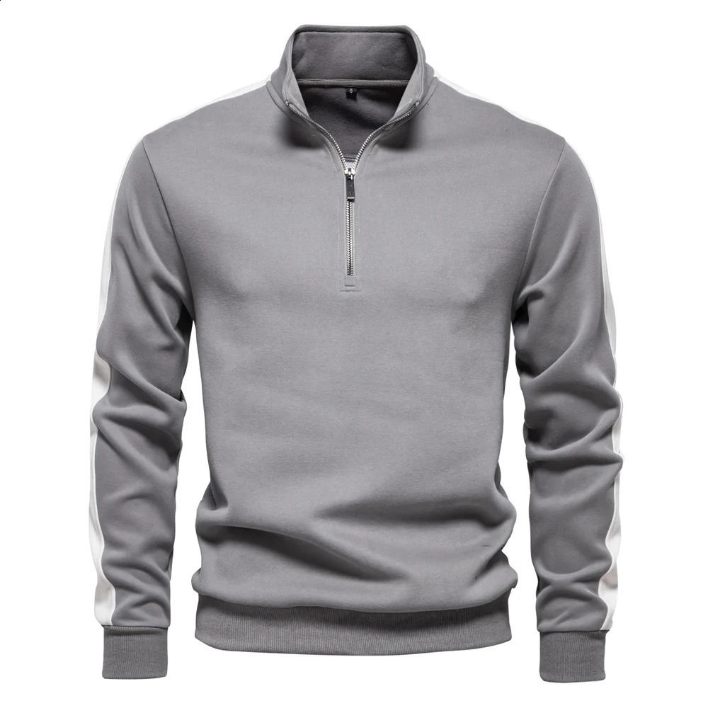 AIOPESON Mens Patchwork Quarter Zip Cotton-blend Sweatshirts Lightweight Casual Sport Pullover Sweatshirt for Men 240823