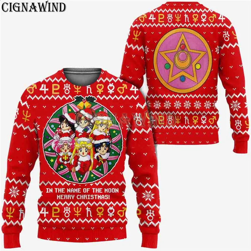 Anime sailor moon hoodie men/women Christmas 3D print hoodies sweatshirts casual Harajuku style streetwear tops 240823