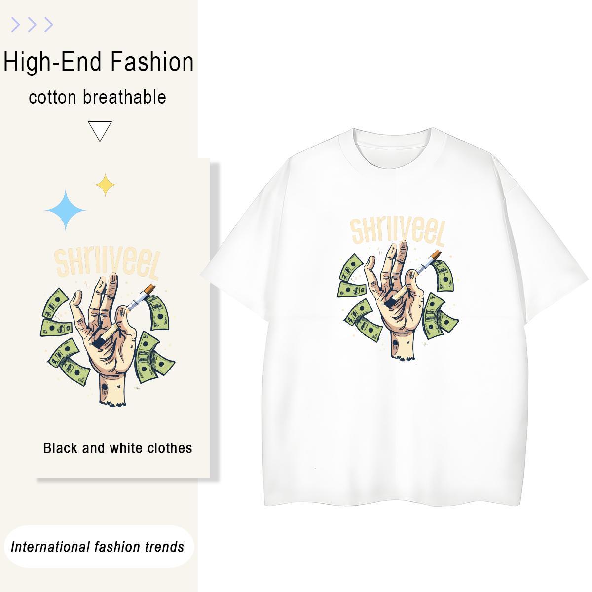 Cool Mens T Shirts 230g Cotton skull Hip Hop Plus Size Custom Round Neck Short Sleeve Men Tees Designer Fashion Tops Tees