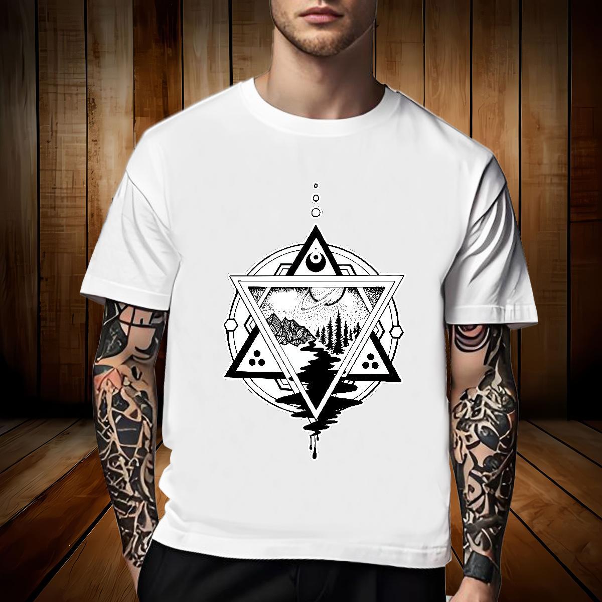 Loose Fit T Shirt For Man 100% Cotton 230g eye of the devil Summer Casual DIY Pure Cotton Mens Tshirts Brand Polos