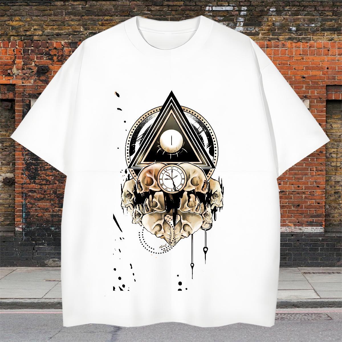 Free Shipping T shirt 100% Cotton 230g eye of the devil Beach Oversized 4XL O-Neck Short Sleeve Men Tops Tees Fashion Designer Tee Shirt