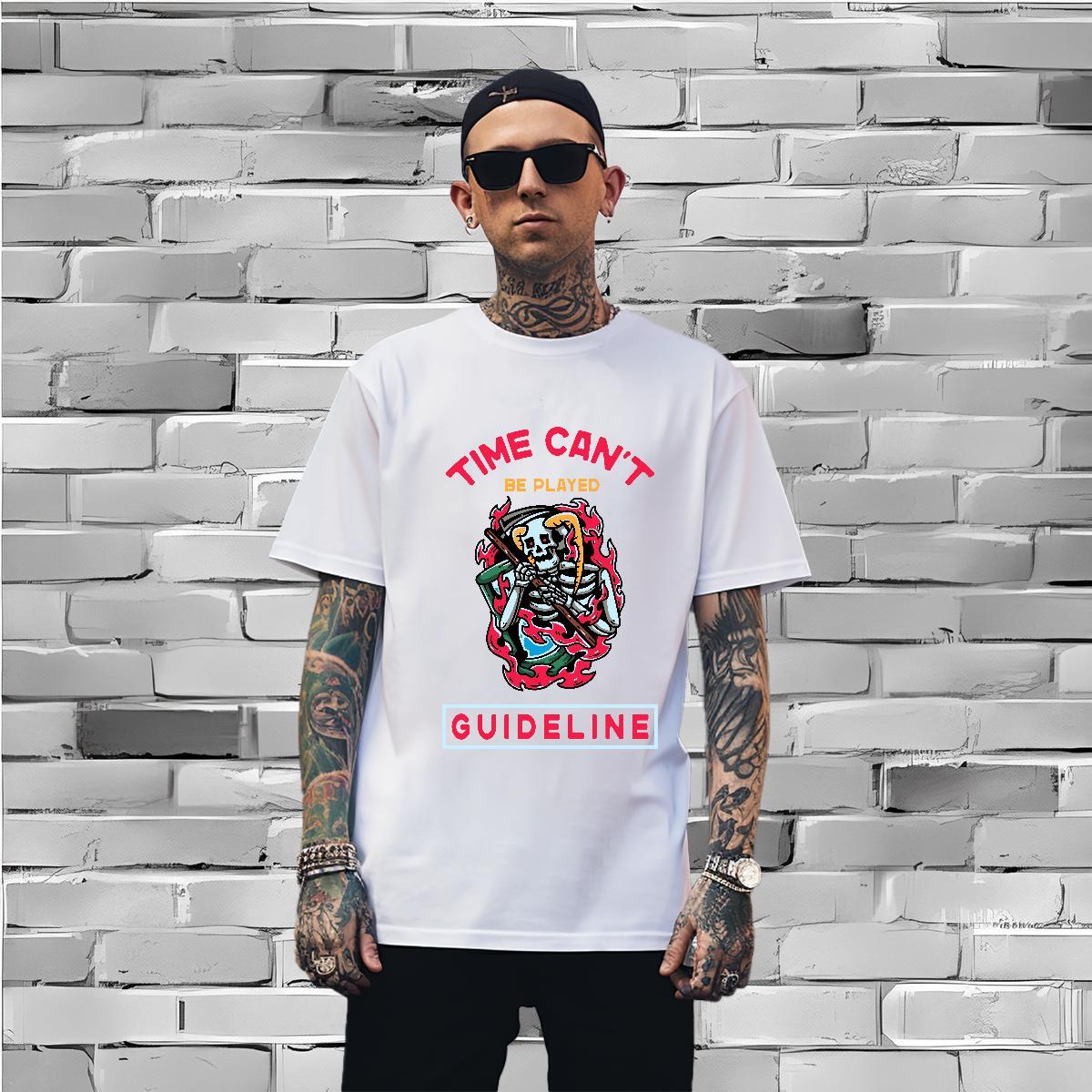 Cool Design Mens T Shirts 230g 100% Cotton skull Street Wear Black Oversized Short Sleeve O-Neck Men Tees Fashion Casual Top Tees