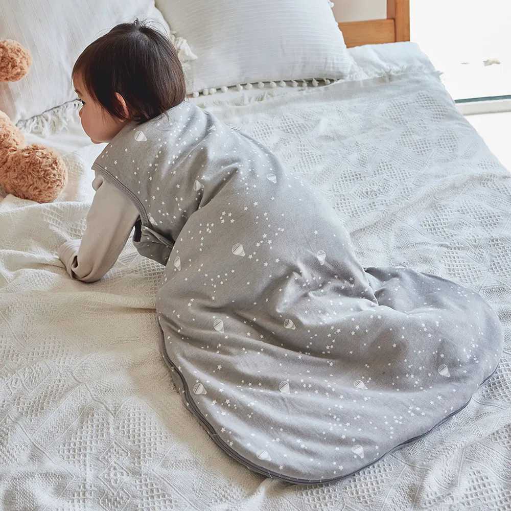 Sleeping Bags For Baby 0-24 Months Anti-Kick Blanket Infant Quilt Sleepwear 2.5Tog Stars Print Spring 100%Cotton Vest Sleepsacks M240824
