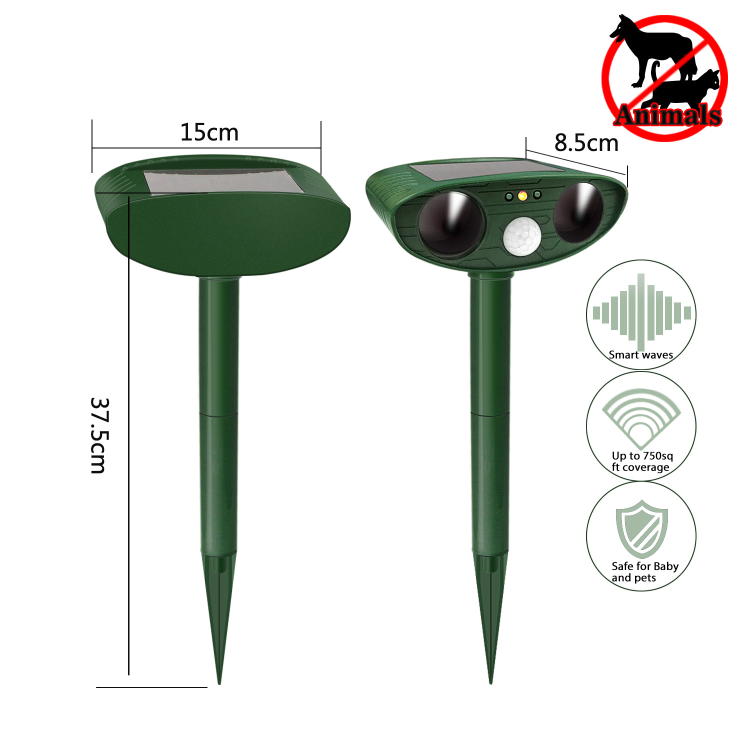 Solar powered animal repellent cross-border source infrared repellent cat repellent dog repellent solar powered ultrasonic repellent