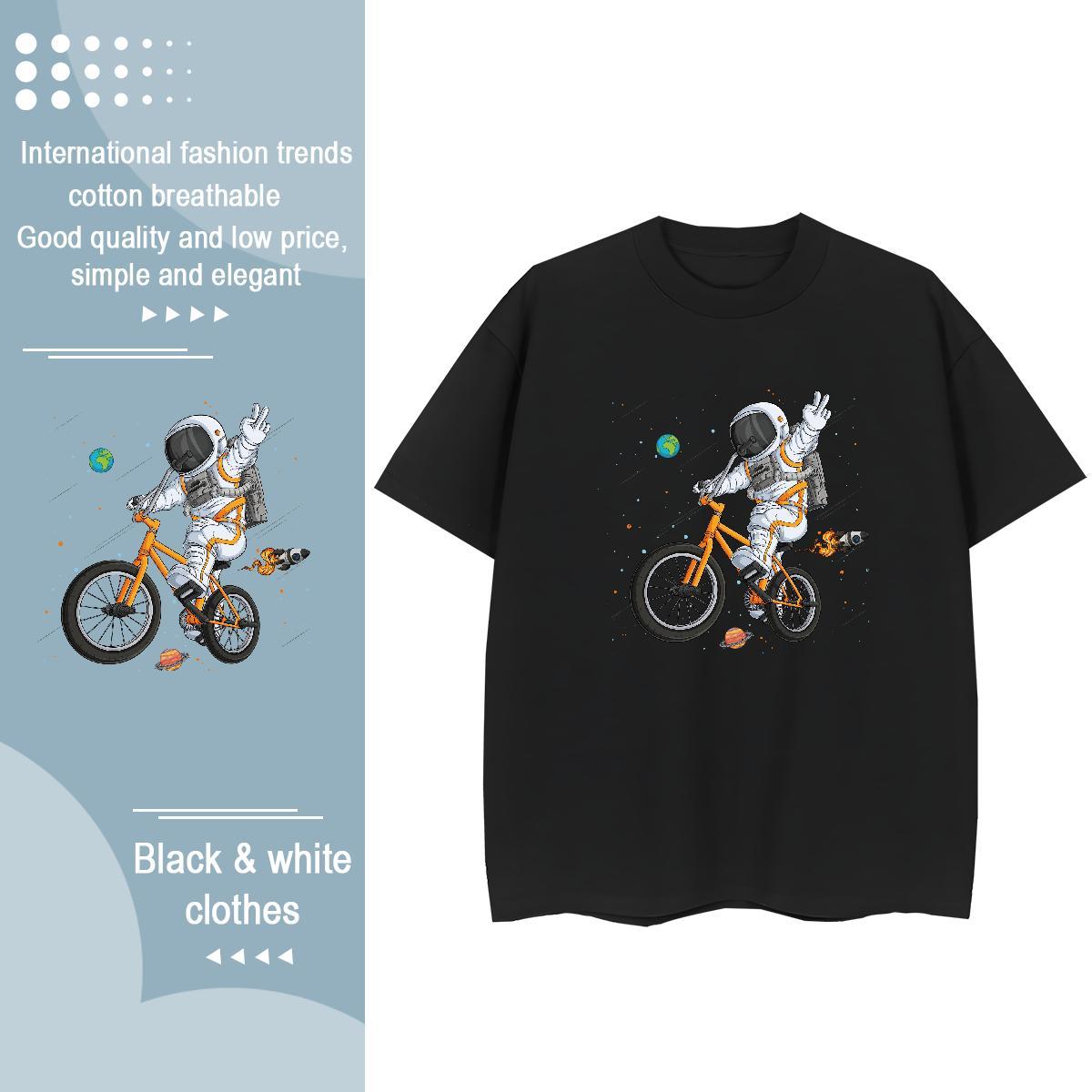 Nice Woman Tshirt 230g Cotton cosmonaut Hip Hop T-Shirts for Women Short Sleeve O-Neck Anime Tees Shirts