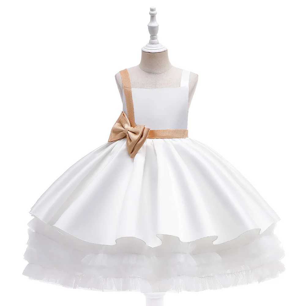 New 2023 Carnival Fashion Childrens Clothing Solid Color Evening Dress Girls Tutu Princess Clothing Childrens 3-10 Years W240823