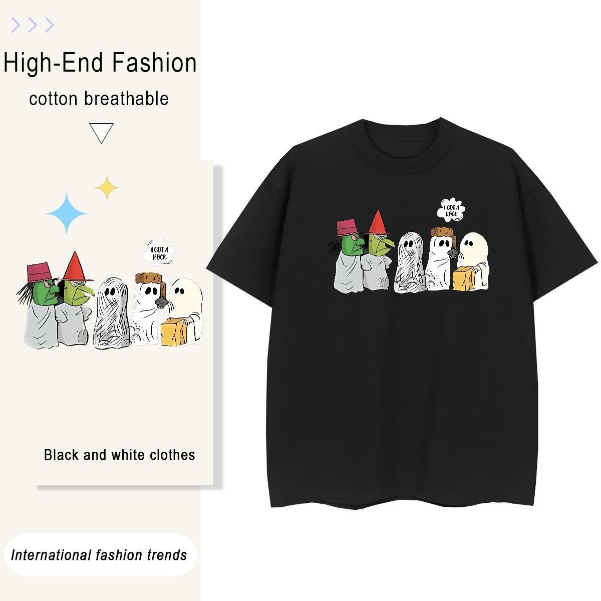 2024 New Men Tees halloween Casual 100% Cotton 230g Tops Breathable Short Sleeve Cool T Shirt For Man Custom Anime