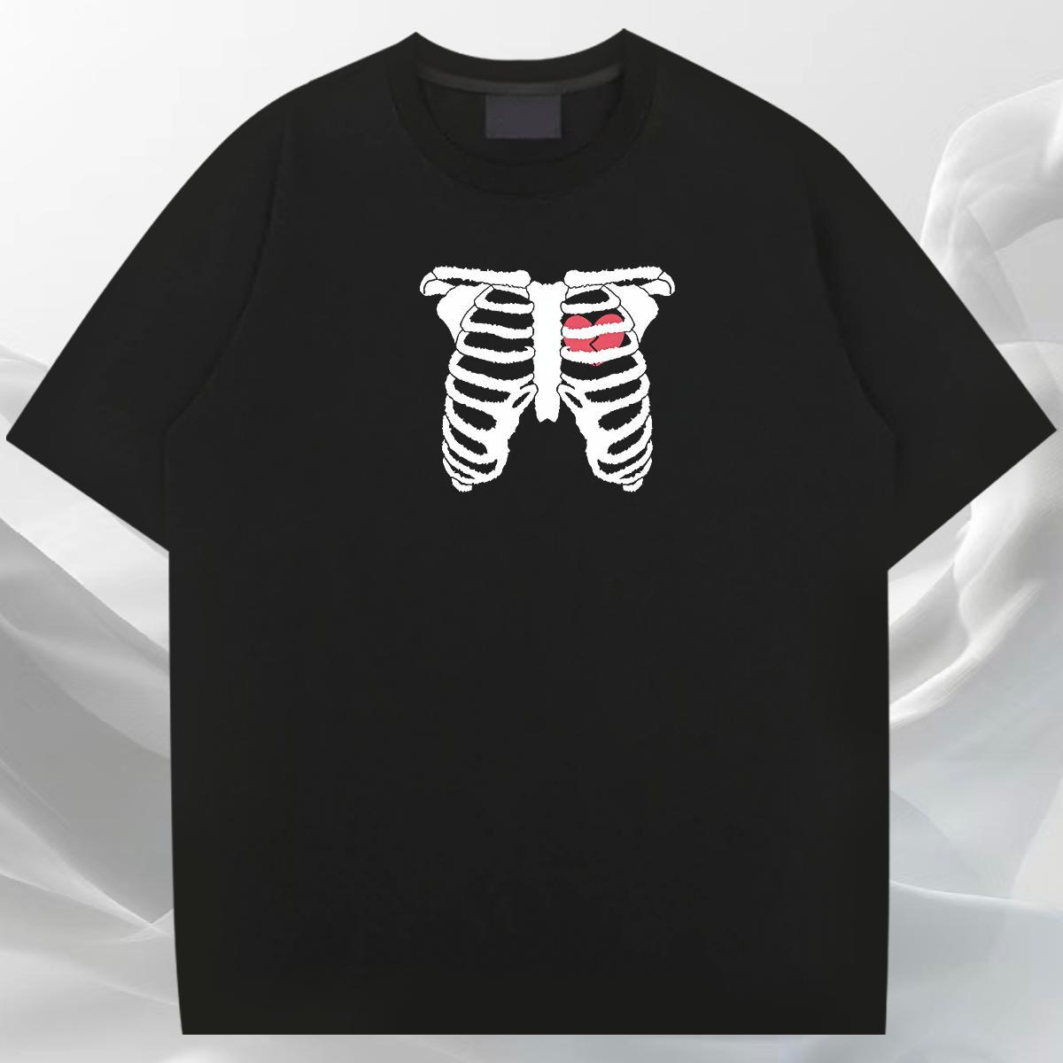 Free Shipping T-Shirts 100% Cotton 230g skull Street Black Oversized Crew Neck Breathable Couples T Shirts Classic Casual Tops Tees
