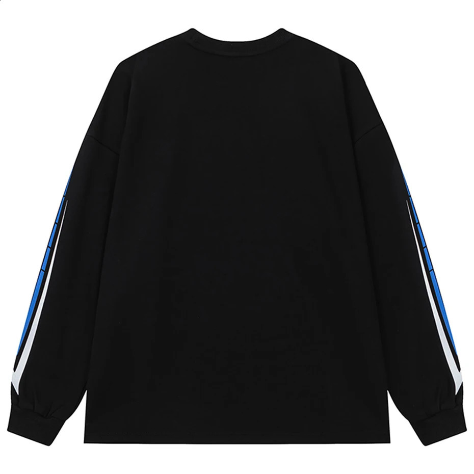 Harajuku oversized mens long sleeved Tshirt graphic printed black and white loose cotton streetwear hiphop Y2K 240823