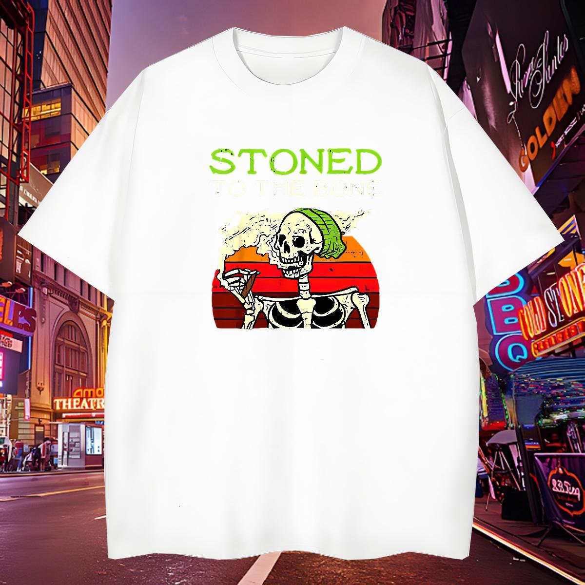 Unisex T Shirt For Man 100% Cotton 230g skull Street Wear Floral Print Round Neck Short Sleeve Men Clothes T-Shirt Fashion Designer Tops Shirt