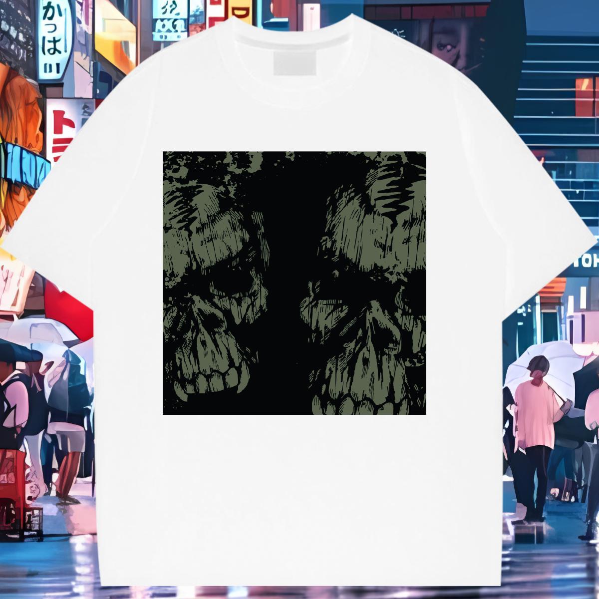 Loose Unisex Tshirts 100% Cotton 230g scary Casual Beach T Shirts Women Crew Neck DIY Logo Tops Tees