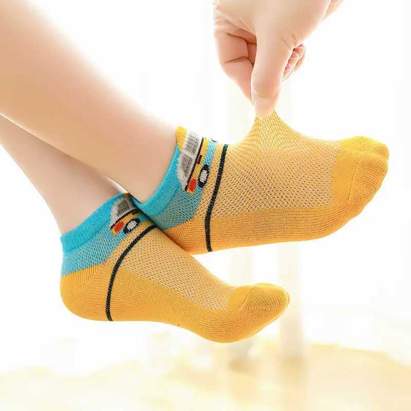 2024 New Fashion Spring Summer Children Socks Mesh Cotton Cartoon car Boys Socks Girls Socks 2-15 Year Kids Casual Boat Socks CL240824