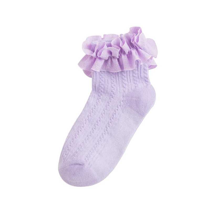 Cotton Lace Ruffle Princess Mesh Breathable Socks Children Ankle Short Sock White Pink Purple Baby Girls Kids Toddler Dancing CL240824