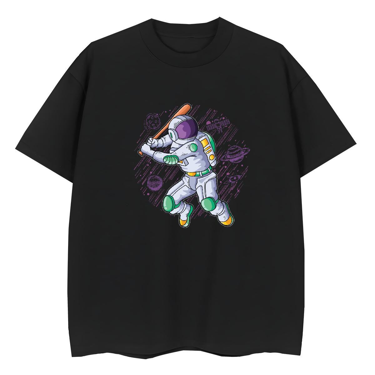 Comfortable Tshirt for Man Woman 230g Cotton cosmonaut Home Outdoor T Shirt For Woman Breathable Short Sleeve Cartoon Print Tees Shirts