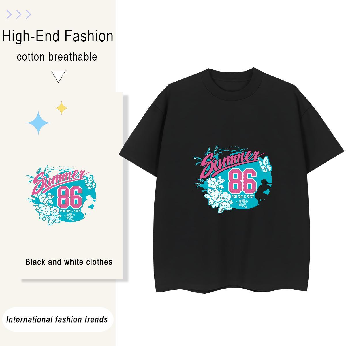 Nice Womens Tshirts 230g 100% Cotton letter Sports Street Wear Woman T Shirts Breathable Short Sleeve Cartoon Print Clothes