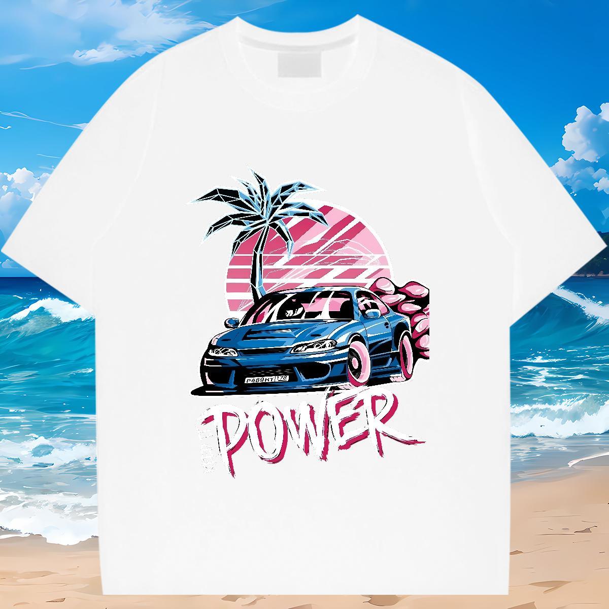Wholesale T-Shirts 230g Cotton car Daily Outfit Cartoon Printing L-4XL Breathable Short Sleeve Tshirt for Man Woman Free Shipping Tees Shirts