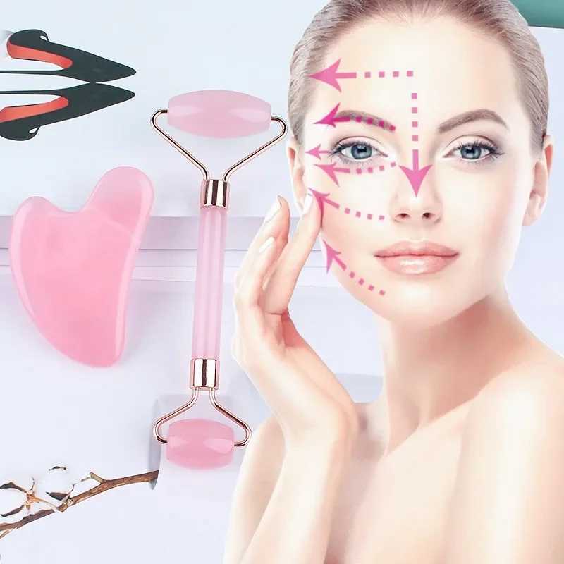 Pink Gua Sha Roller Massager Rose Scraping Facial Skin Beauty Care Resin Guasha Board for Body Scraping Face Massage Tool Set CL240824