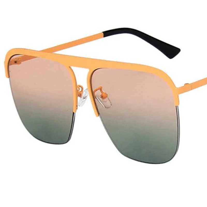 Fashion Sunglasses Unisex Semi-Rimless Sun Glasses Anti-UV Spectacles Personality Single Beam Eyeglasses Gradient Lens Google Y240824